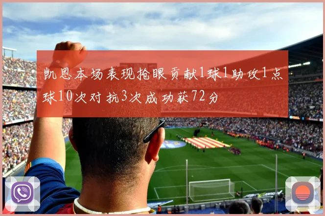 凯恩本场表现抢眼贡献1球1助攻1点球10次对抗3次成功获72分
